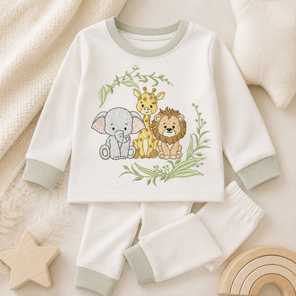 Safari Wild Animals embroidery design - Elephant Giraffe and Lion machine embroidery pattern - Instant digital download pes jef dst