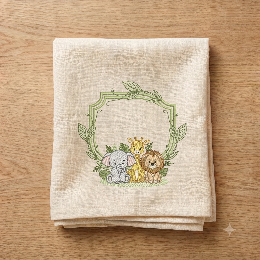 Safari Wild Animals embroidery design - Elephant Giraffe and Lion Frame machine embroidery pattern - Instant digital download pes jef dst