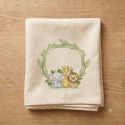 Safari Wild Animals embroidery design - Elephant Giraffe and Lion Frame machine embroidery pattern - Instant digital download pes jef dst