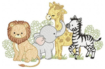 Safari wild animals embroidery designs - Elephant Lion Giraffe machine embroidery pattern - Rainbow Cloud stars - Instant download pes jef (Copy) Marcia Embroidery