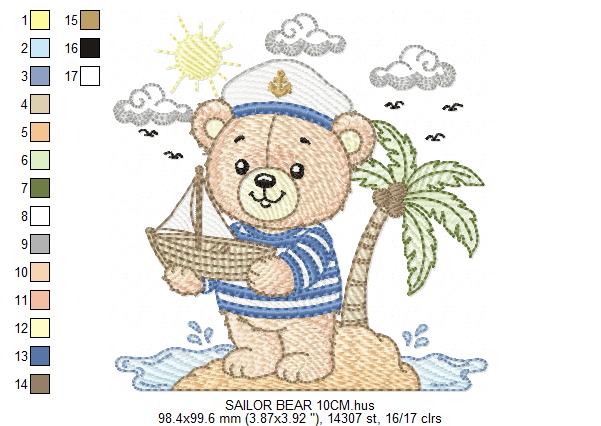 Sailor Bear embroidery designs - Sailor embroidery design machine embroidery pattern - Nautical bear embroidery file - instant download pes (Copy) Marcia Embroidery