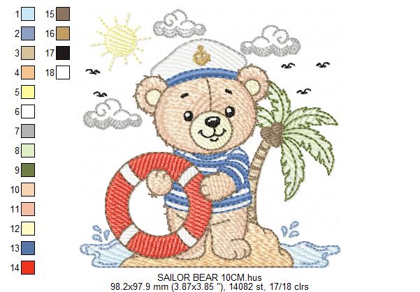 Sailor Bear embroidery designs - Sailor embroidery design machine embroidery pattern - Nautical bear embroidery file - instant download pes (Copy) (Copy) Marcia Embroidery