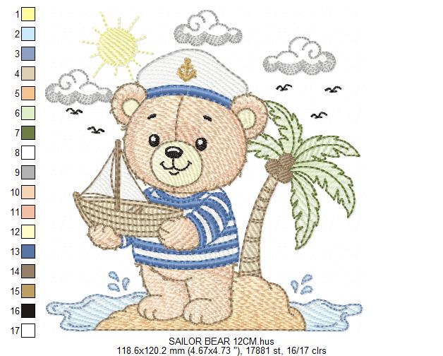 Sailor Bear embroidery designs - Sailor embroidery design machine embroidery pattern - Nautical bear embroidery file - instant download pes (Copy) Marcia Embroidery