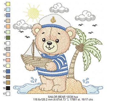 Sailor Bear embroidery designs - Sailor embroidery design machine embroidery pattern - Nautical bear embroidery file - instant download pes (Copy) Marcia Embroidery