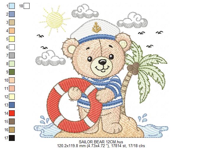 Sailor Bear embroidery designs - Sailor embroidery design machine embroidery pattern - Nautical bear embroidery file - instant download pes (Copy) (Copy) Marcia Embroidery