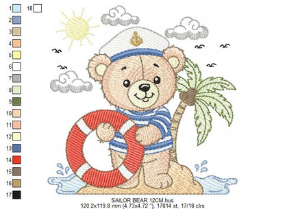 Sailor Bear embroidery designs - Sailor embroidery design machine embroidery pattern - Nautical bear embroidery file - instant download pes (Copy) (Copy) Marcia Embroidery