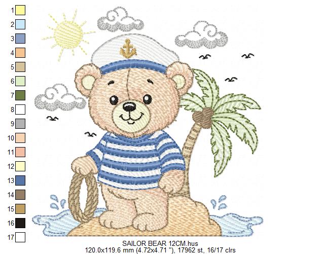 Sailor Bear embroidery designs - Sailor embroidery design machine embroidery pattern - Nautical bear embroidery file - instant download pes (Copy) Marcia Embroidery