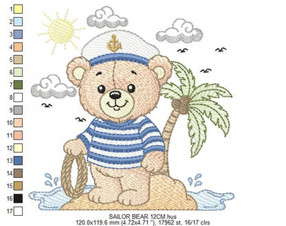 Sailor Bear embroidery designs - Sailor embroidery design machine embroidery pattern - Nautical bear embroidery file - instant download pes (Copy) Marcia Embroidery