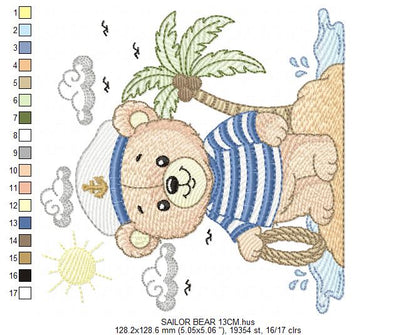 Sailor Bear embroidery designs - Sailor embroidery design machine embroidery pattern - Nautical bear embroidery file - instant download pes (Copy) Marcia Embroidery