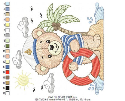 Sailor Bear embroidery designs - Sailor embroidery design machine embroidery pattern - Nautical bear embroidery file - instant download pes (Copy) (Copy) Marcia Embroidery