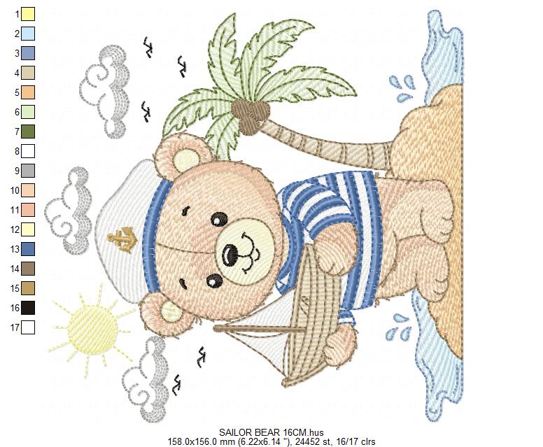 Sailor Bear embroidery designs - Sailor embroidery design machine embroidery pattern - Nautical bear embroidery file - instant download pes (Copy) Marcia Embroidery