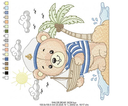 Sailor Bear embroidery designs - Sailor embroidery design machine embroidery pattern - Nautical bear embroidery file - instant download pes (Copy) Marcia Embroidery
