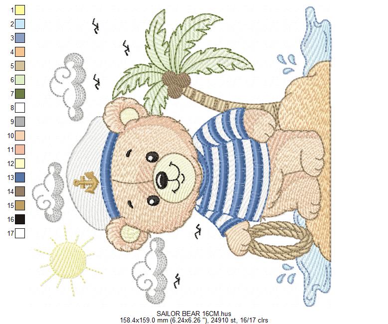 Sailor Bear embroidery designs - Sailor embroidery design machine embroidery pattern - Nautical bear embroidery file - instant download pes (Copy) Marcia Embroidery