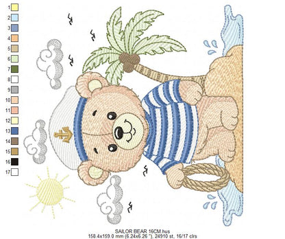 Sailor Bear embroidery designs - Sailor embroidery design machine embroidery pattern - Nautical bear embroidery file - instant download pes (Copy) Marcia Embroidery