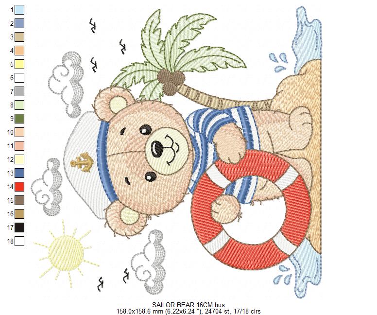 Sailor Bear embroidery designs - Sailor embroidery design machine embroidery pattern - Nautical bear embroidery file - instant download pes (Copy) (Copy) Marcia Embroidery