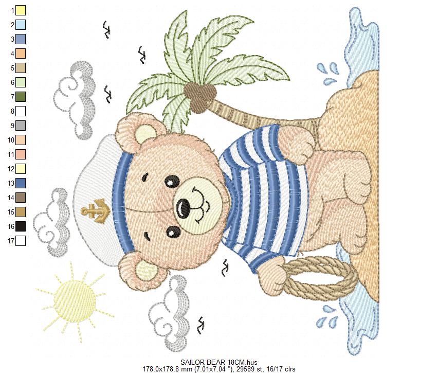 Sailor Bear embroidery designs - Sailor embroidery design machine embroidery pattern - Nautical bear embroidery file - instant download pes (Copy) Marcia Embroidery