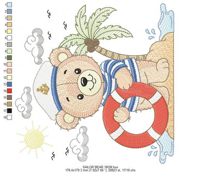 Sailor Bear embroidery designs - Sailor embroidery design machine embroidery pattern - Nautical bear embroidery file - instant download pes (Copy) (Copy) Marcia Embroidery