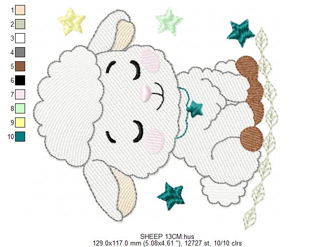 Sheep embroidery design - Farm Animal Lamb machine embroidery pattern - Newborn Baby Girl file - Instant digital download pes jef dst