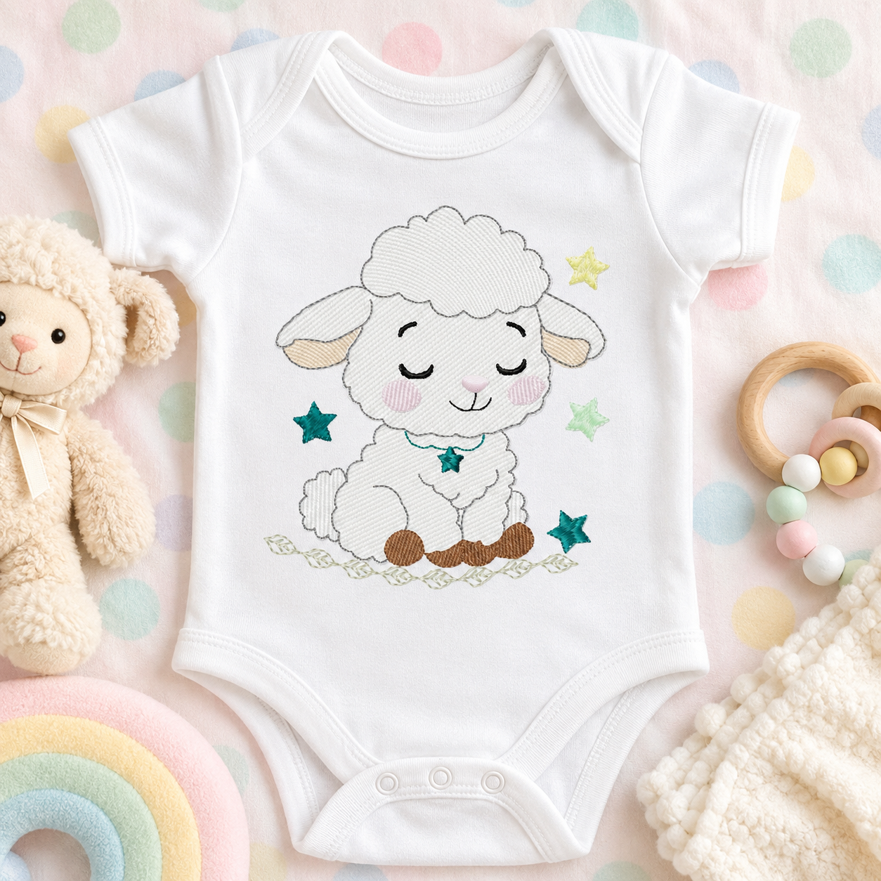 Sheep embroidery design - Farm Animal Lamb machine embroidery pattern - Newborn Baby Girl file - Instant digital download pes jef dst