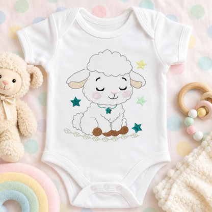 Sheep embroidery design - Farm Animal Lamb machine embroidery pattern - Newborn Baby Girl file - Instant digital download pes jef dst