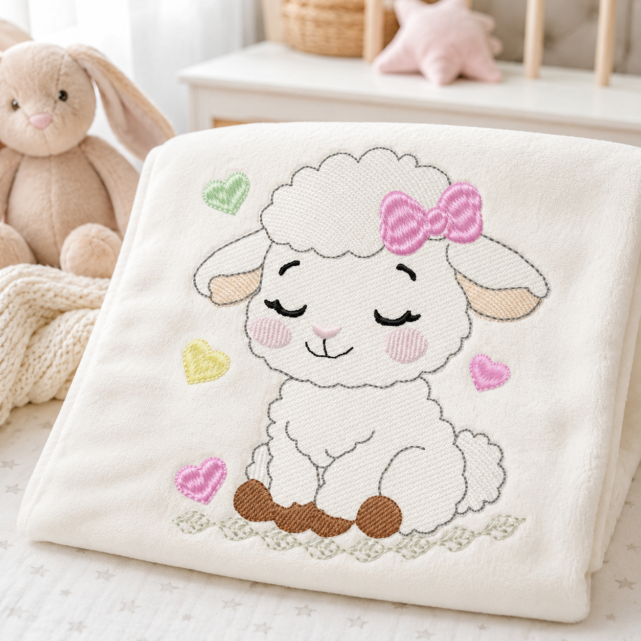 Sheep embroidery design - Farm Animal Lamb machine embroidery pattern - Newborn Baby Girl file - Instant digital download pes jef dst