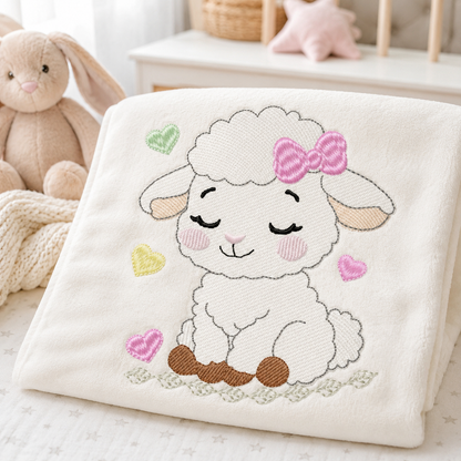 Sheep embroidery design - Farm Animal Lamb machine embroidery pattern - Newborn Baby Girl file - Instant digital download pes jef dst