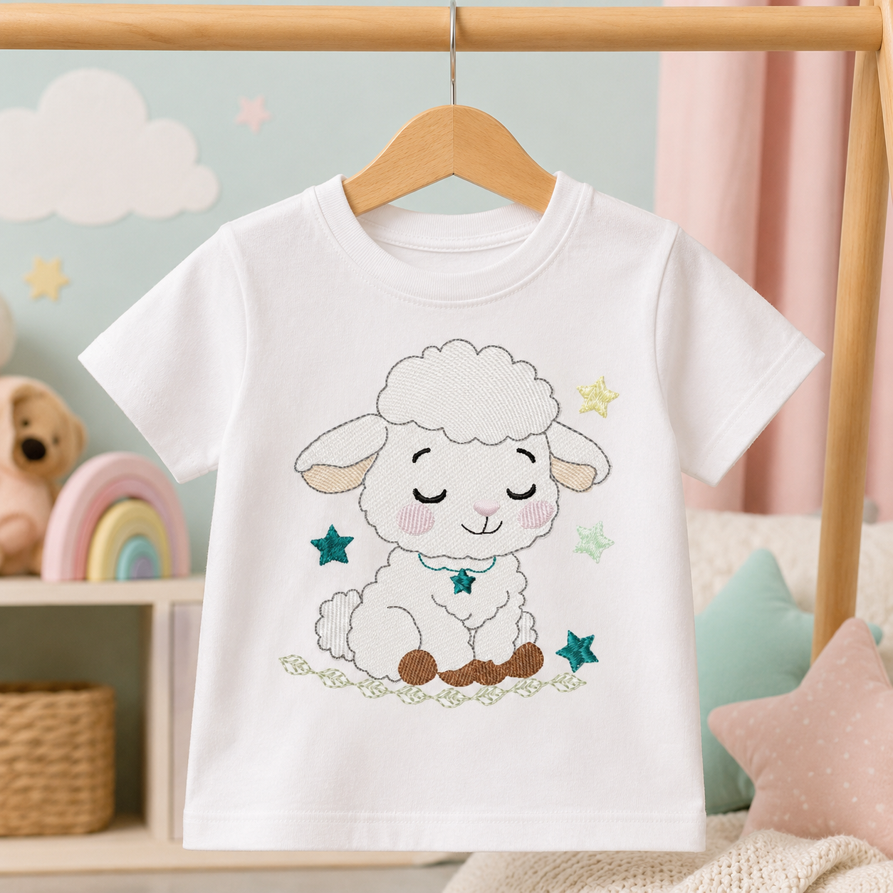 Sheep embroidery design - Farm Animal Lamb machine embroidery pattern - Newborn Baby Girl file - Instant digital download pes jef dst