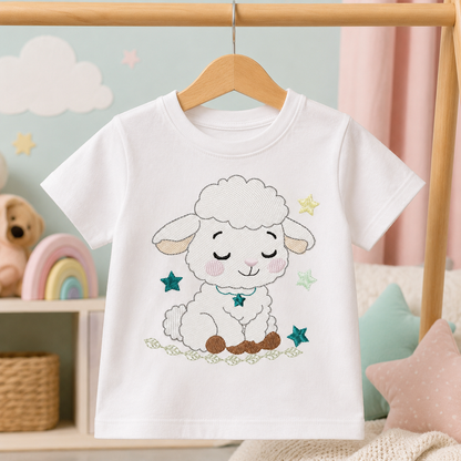 Sheep embroidery design - Farm Animal Lamb machine embroidery pattern - Newborn Baby Girl file - Instant digital download pes jef dst