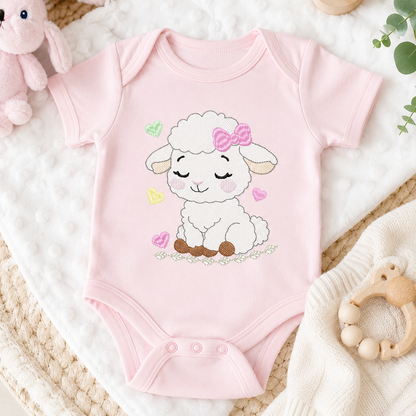 Sheep embroidery design - Farm Animal Lamb machine embroidery pattern - Newborn Baby Girl file - Instant digital download pes jef dst