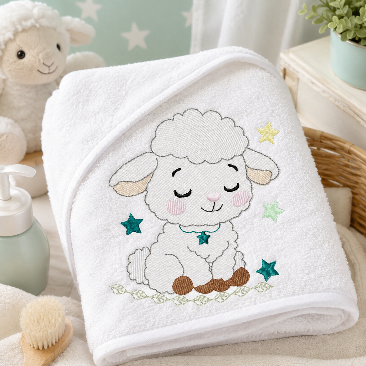 Sheep embroidery design - Farm Animal Lamb machine embroidery pattern - Newborn Baby Girl file - Instant digital download pes jef dst