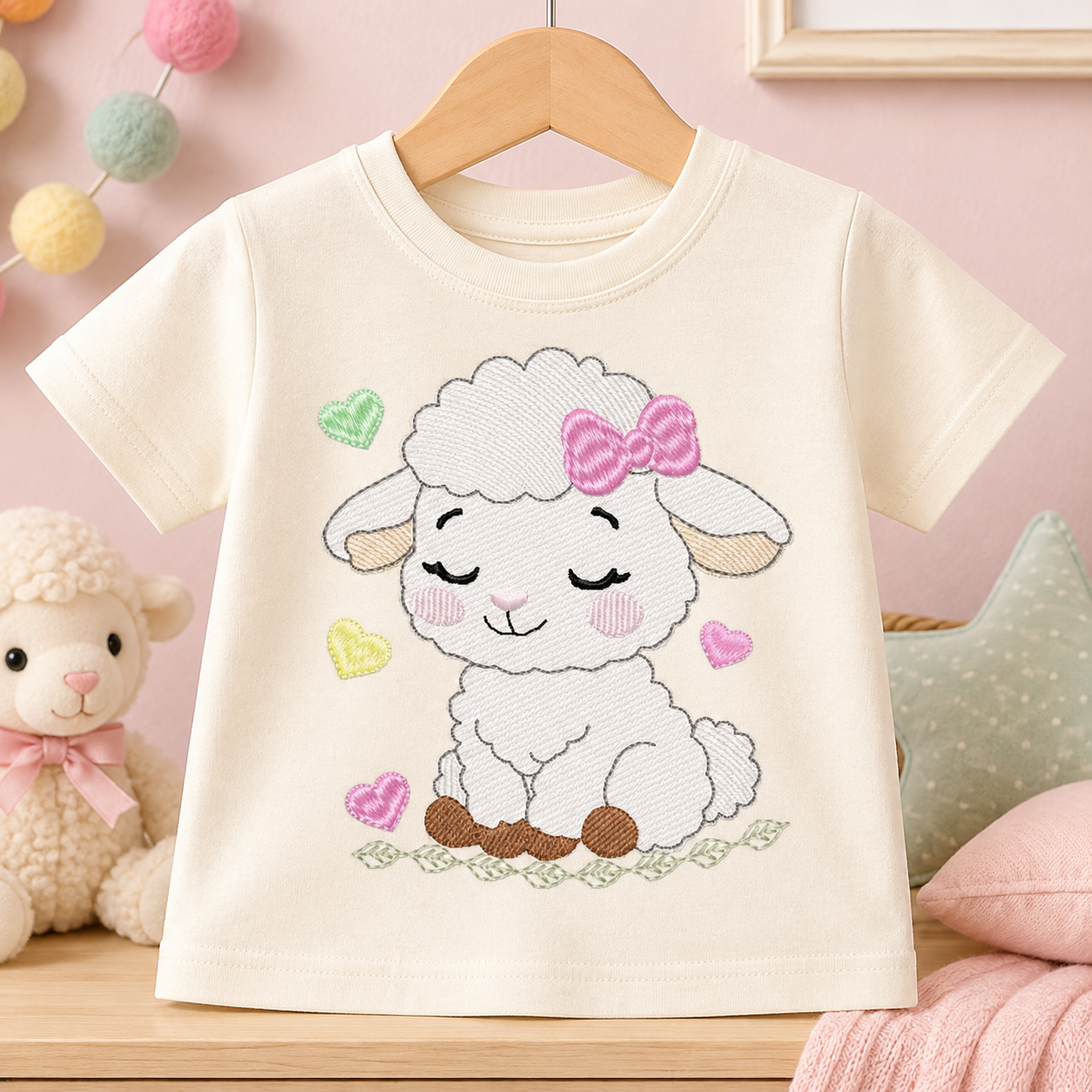 Sheep embroidery design - Farm Animal Lamb machine embroidery pattern - Newborn Baby Girl file - Instant digital download pes jef dst
