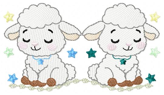 Sheep embroidery design - Farm Animal Lamb machine embroidery pattern - Newborn Baby Girl file - Instant digital download pes jef dst