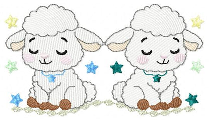 Sheep embroidery design - Farm Animal Lamb machine embroidery pattern - Newborn Baby Girl file - Instant digital download pes jef dst