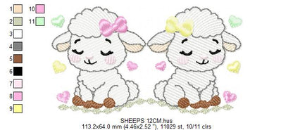 Sheep embroidery design - Farm Animal Lamb machine embroidery pattern - Newborn Baby Girl file - Instant digital download pes jef dst