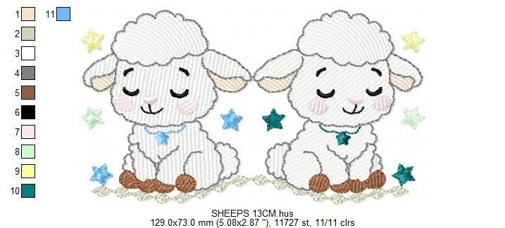 Sheep embroidery design - Farm Animal Lamb machine embroidery pattern - Newborn Baby Girl file - Instant digital download pes jef dst