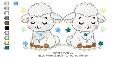 Sheep embroidery design - Farm Animal Lamb machine embroidery pattern - Newborn Baby Girl file - Instant digital download pes jef dst