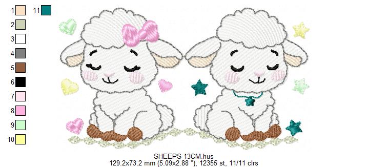 Sheep embroidery design - Farm Animal Lamb machine embroidery pattern - Newborn Baby Girl file - Instant digital download pes jef dst