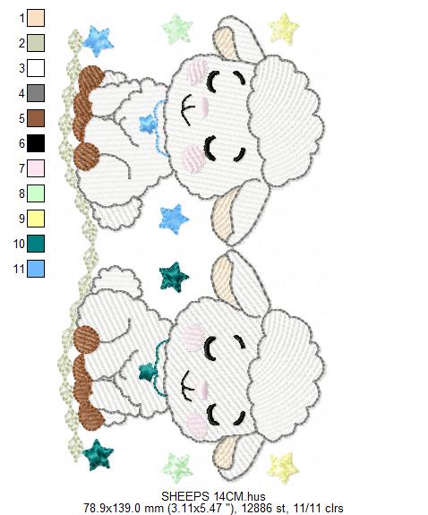 Sheep embroidery design - Farm Animal Lamb machine embroidery pattern - Newborn Baby Girl file - Instant digital download pes jef dst