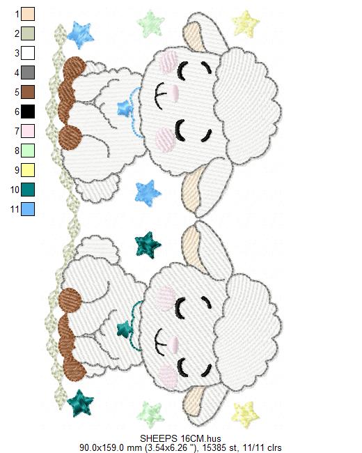 Sheep embroidery design - Farm Animal Lamb machine embroidery pattern - Newborn Baby Girl file - Instant digital download pes jef dst