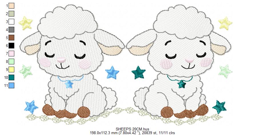 Sheep embroidery design - Farm Animal Lamb machine embroidery pattern - Newborn Baby Girl file - Instant digital download pes jef dst