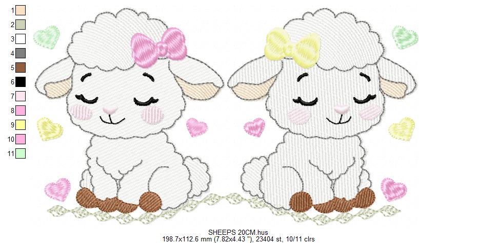 Sheep embroidery design - Farm Animal Lamb machine embroidery pattern - Newborn Baby Girl file - Instant digital download pes jef dst