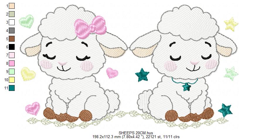 Sheep embroidery design - Farm Animal Lamb machine embroidery pattern - Newborn Baby Girl file - Instant digital download pes jef dst
