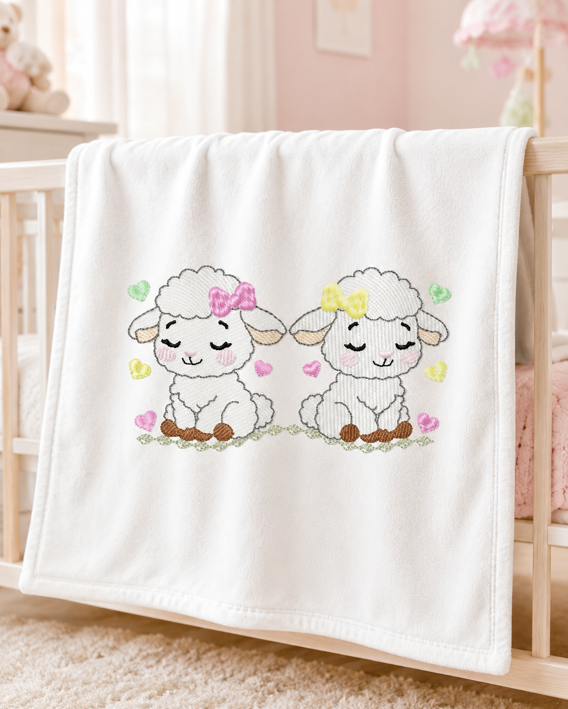 Sheep embroidery design - Farm Animal Lamb machine embroidery pattern - Newborn Baby Girl file - Instant digital download pes jef dst