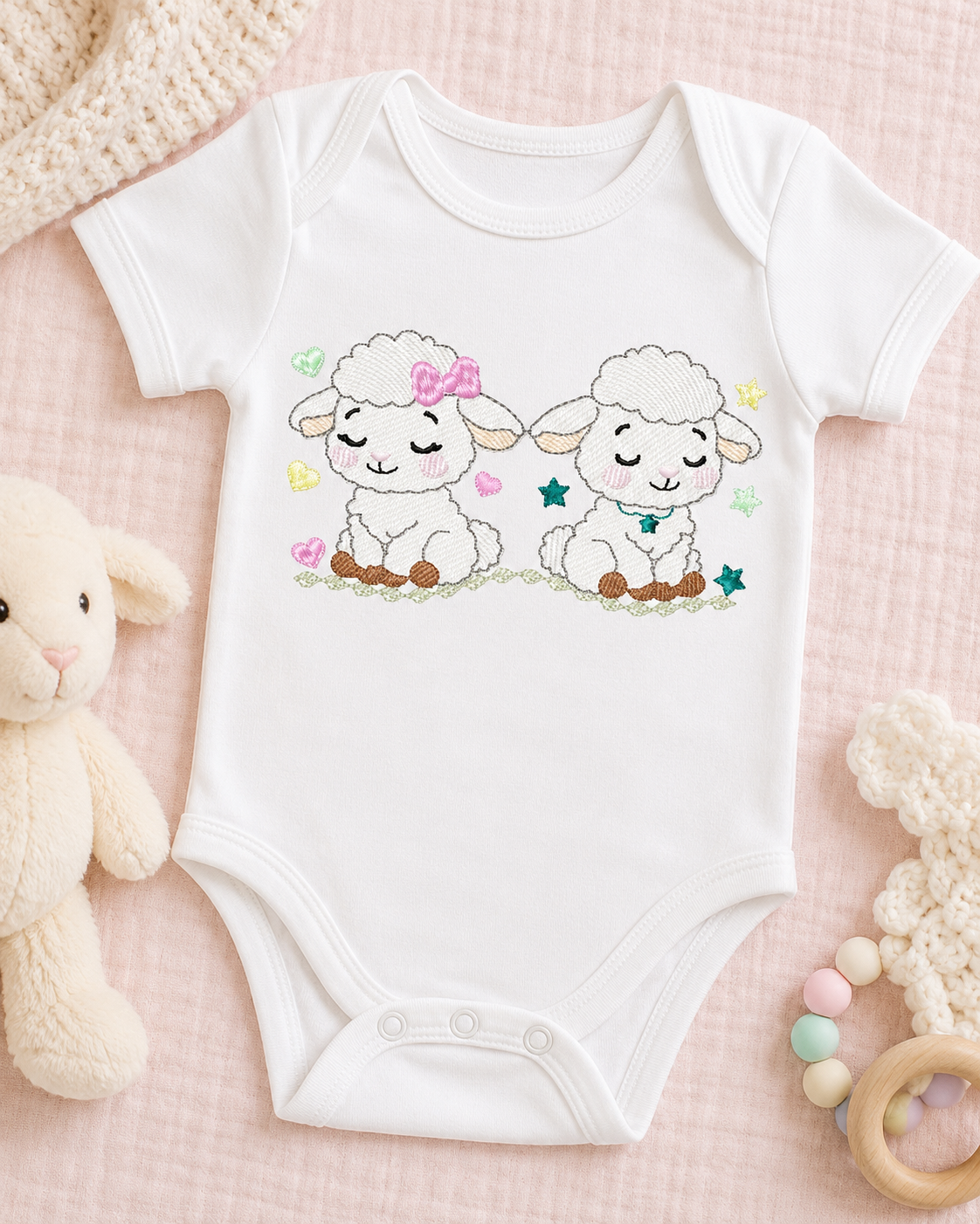 Sheep embroidery design - Farm Animal Lamb machine embroidery pattern - Newborn Baby Girl file - Instant digital download pes jef dst