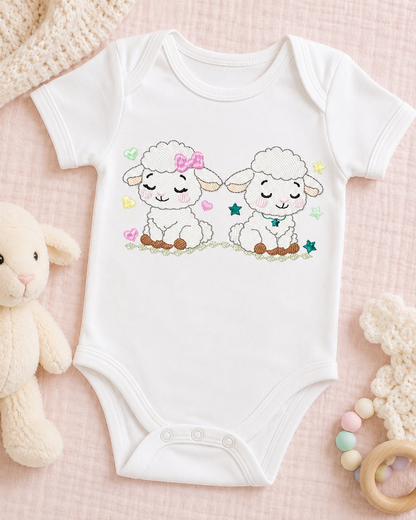 Sheep embroidery design - Farm Animal Lamb machine embroidery pattern - Newborn Baby Girl file - Instant digital download pes jef dst