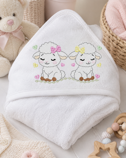 Sheep embroidery design - Farm Animal Lamb machine embroidery pattern - Newborn Baby Girl file - Instant digital download pes jef dst
