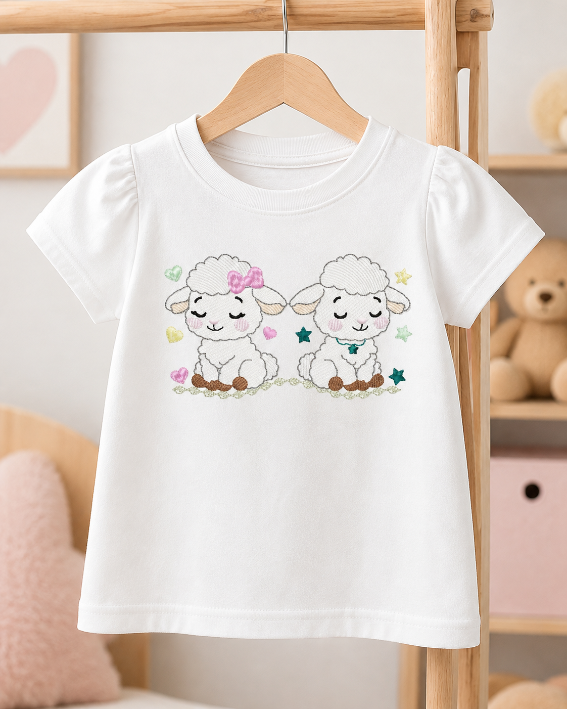 Sheep embroidery design - Farm Animal Lamb machine embroidery pattern - Newborn Baby Girl file - Instant digital download pes jef dst
