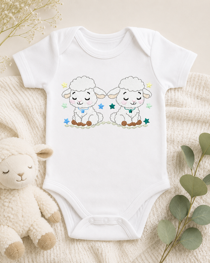 Sheep embroidery design - Farm Animal Lamb machine embroidery pattern - Newborn Baby Girl file - Instant digital download pes jef dst