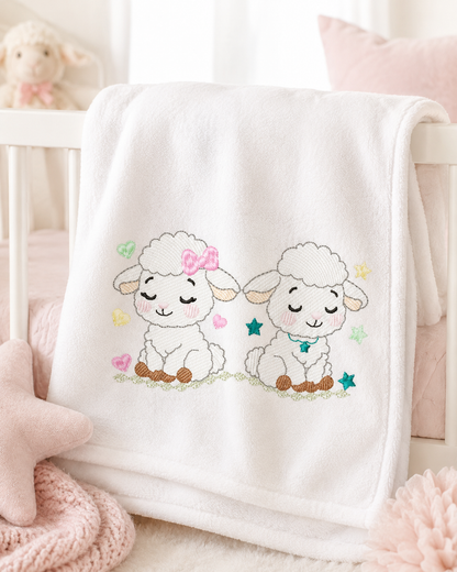 Sheep embroidery design - Farm Animal Lamb machine embroidery pattern - Newborn Baby Girl file - Instant digital download pes jef dst