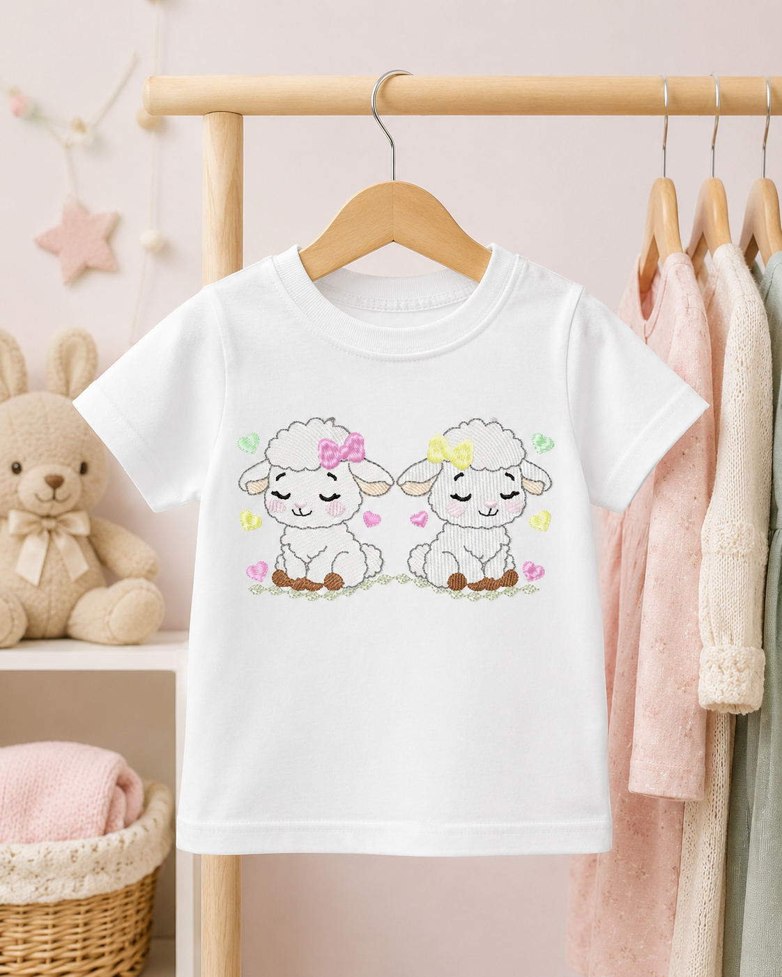 Sheep embroidery design - Farm Animal Lamb machine embroidery pattern - Newborn Baby Girl file - Instant digital download pes jef dst